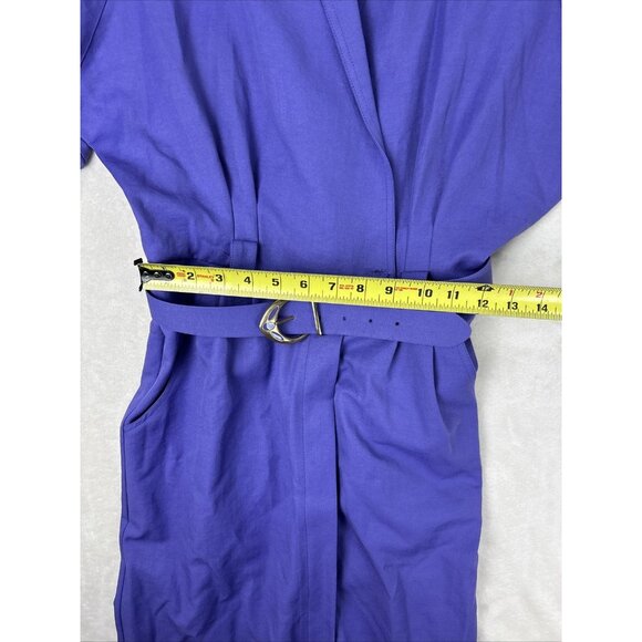 Vintage 80s Joseph Ribkoff Purple Dress Suit One Piece With Belt Button Up Skirt - Picture 11 of 14
